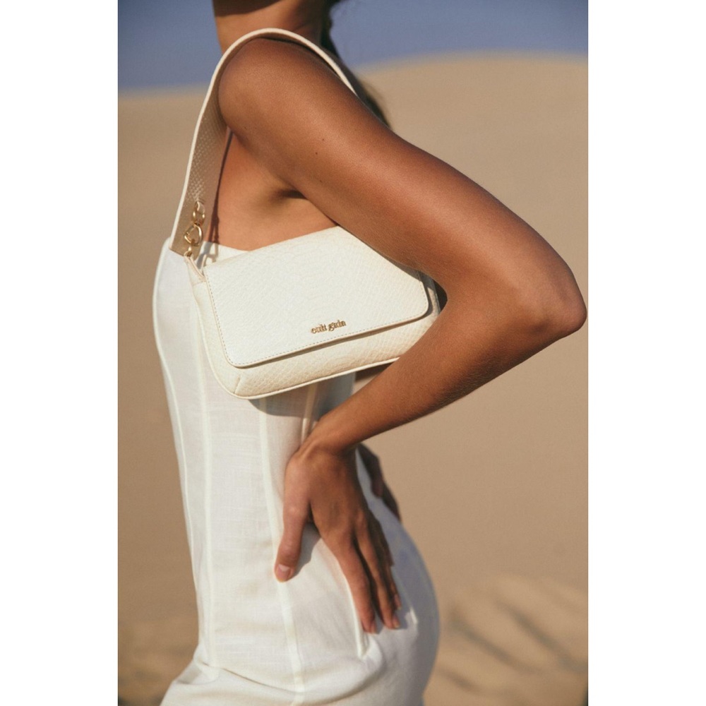 Cult Gaia White Minimalist Shoulder Bag